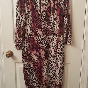 Calvin Klein wine and black leopard print dress